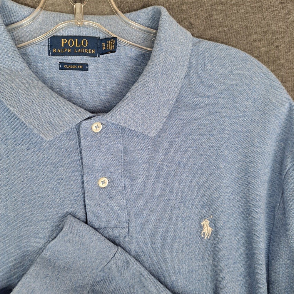 Polo Ralph Lauren Shirt Mens XL Blue Long Sleeve Classic Fit White Pony Cotton